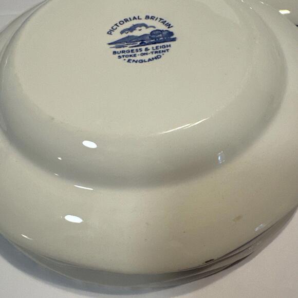 VTG 7.5" Plate Pictorial Britain Burgess & Leigh England Blue White Set of 6 - Picture 9 of 9